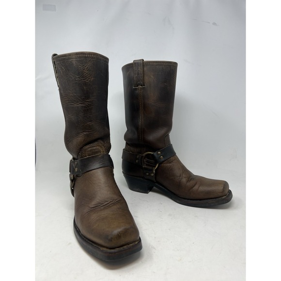 Frye 12R Harness Boots Womens 10 M Brown Leather Western Motorcycle USA Made - Picture 1 of 10